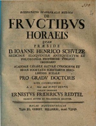 Dissertatio de fructibus horaeis
