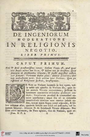 De Ingeniorum Moderatione in Religionis negotio