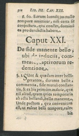 Caput XXI. De fide manente bello, ubi de induciis, commeant ...