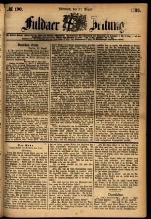 Ausgabe vom Mittwoch, den 22. August 1883.