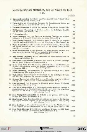 Versteigerung am Mittwoch, den 20. November 1940. 15 Uhr (Nr. 1-89)