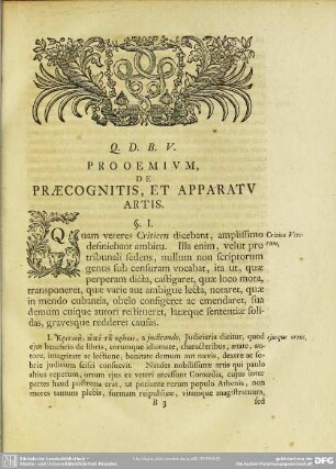 Prooemium, De Praecognitis, Et Apparatu Artis
