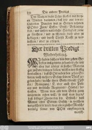 Der dritten Predigt Wiederholung.
