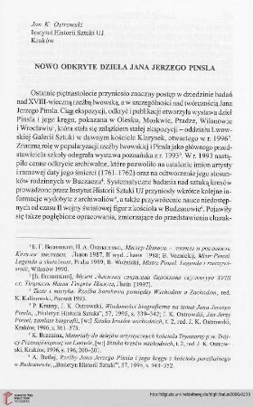 Nowo odkryte dzieła Jana Jerzego Pinsla
