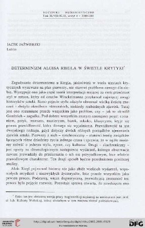 48/49.2000/01: Determinizm Aloisa Riegla w świetle krytyki
