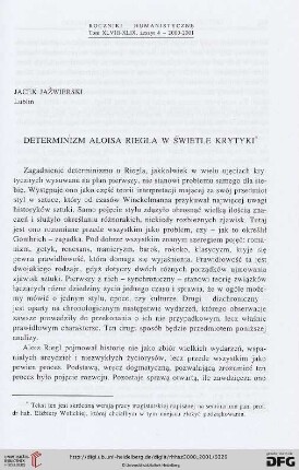 48/49.2000/01: Determinizm Aloisa Riegla w świetle krytyki