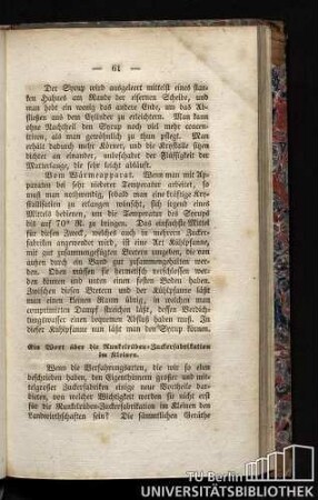 Ein Wort über die Runkelrüben-Zuckerfabrikation im Kleinen