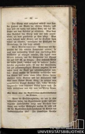 Ein Wort über die Runkelrüben-Zuckerfabrikation im Kleinen