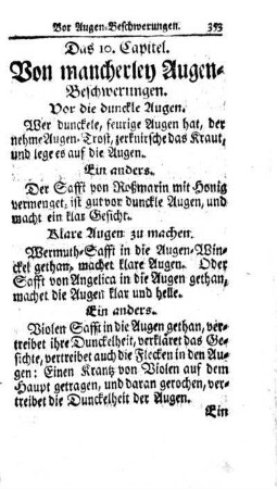 Das 10. Capitel. Von mancherley Augen-Beschwerungen.