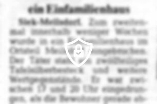Zweiter Einbruch in ein Einfamilienhaus