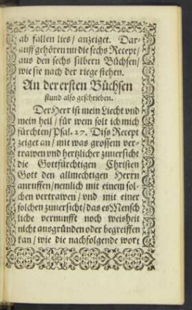 An der ersten Büchsen stund also geschrieben.