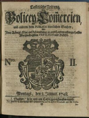 Nro. II, Montags, den 8. Januar 1748