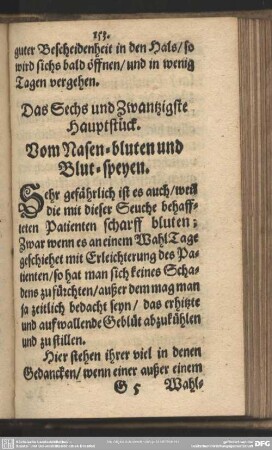 Das Sechs und Zwantzigste Hauptstück. Vom Nasen-bluten und Blut-speyen