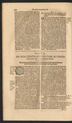 Sectio X. De Non Contrahendo Cum Alterius Religionis Hominibus.