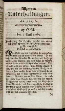 27 Stück. d. 8. April 1769.