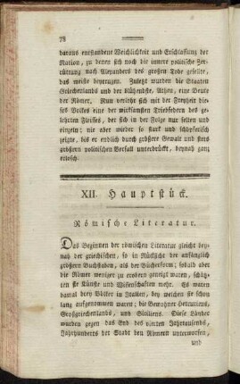XII. Hauptstück. Römische Literatur.