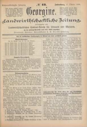 Siebenundfünfzigster Jahrgang. No. 42. Insterburg, 17. Oktober 1889.