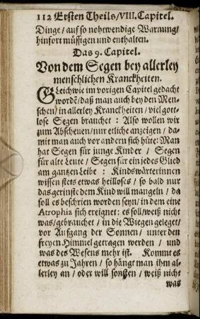 Das 9. Capitel. Von dem Segen bey allerley menschlichen Kranckheiten.