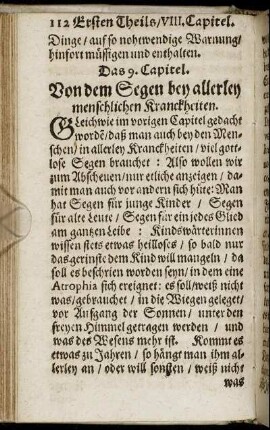 Das 9. Capitel. Von dem Segen bey allerley menschlichen Kranckheiten.