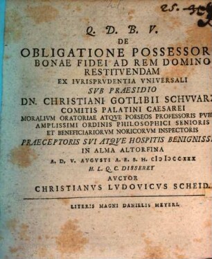 De obligatione possessoris bonae fidei ad rem domino restituendam