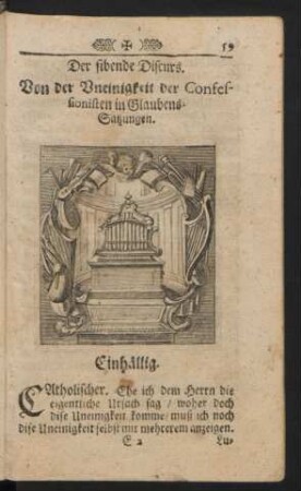 Der sibende Discurs. Von der Uneinigkeit der Confessionisten in Glaubens-Satzungen