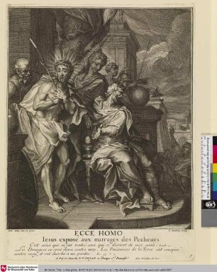 ECCE HOMO [Pontius Pilatus zeigt auf Jesus, welcher eine Dornenkrone trägt, vor dem ihn verspottenden Volk]