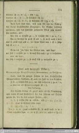 Zwei und dreißigste Uebung. Geometrische Verhältnisse (Proportionen) in Brüchen