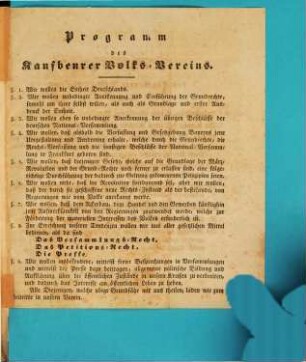 Aufruf an unsere Mitbürger! (zur Gründung eines Volksvereines) : Unterzeichnet ist: der provisorische Ausschuß (des Kaufbeuren Volkvereines). Nebst Programm und Satzungen des Kaufbeuren Volks-Vereines