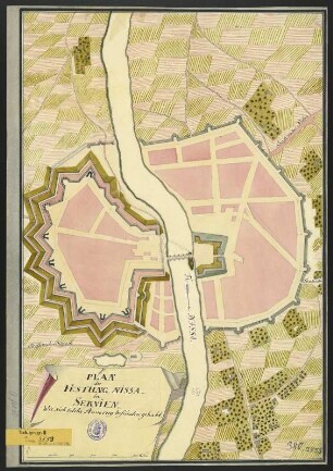 Plan der Festung Nissa in Serbien,Handzeichnung, 1719