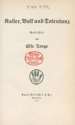 Kaiser, Volk und Totentanz : Gedichte