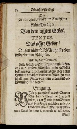 Des Ersten Hauptstücks im Catechismo Achte Predigt, Von dem achten Gebot.