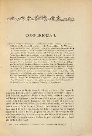 Brevi conferenze di storia contemporanea dell'Europa e dell'Italia in particolare di Pietro Viola