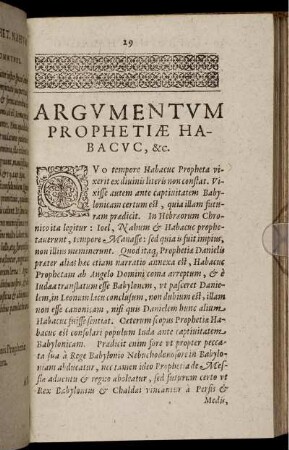 Argumentum Prophetiae Habacus