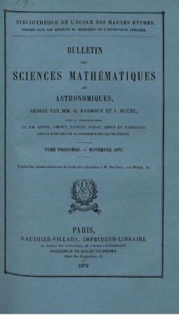Tome Troisième - Novembre 1872.