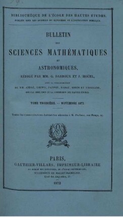 Tome Troisième - Novembre 1872.