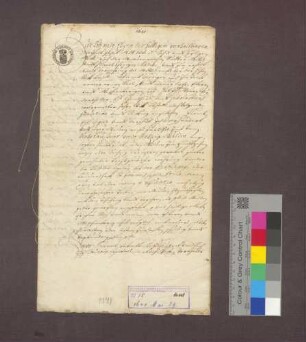 Donatio mortis causa des Johann Georg Weidenkeller, Domscholasters in Basel.