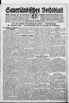 Sauerländisches Volksblatt : aeltester Anzeiger des Sauerlandes : ueber 100 Jahre Heimat- und Kreisblatt im Kreise Olpe : Tageszeitung für Politik, Unterhaltung und Belehrung