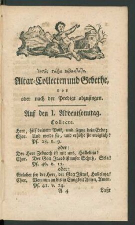 Altar-Collecten und Gebethe, vor oder nach der Predigt abzusingen