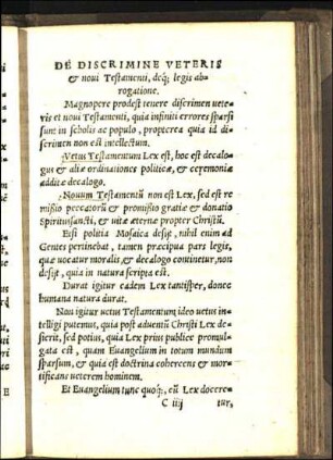 De Discrimine Veteris & noui Testamenti, déq[ue] legis abrogatione.