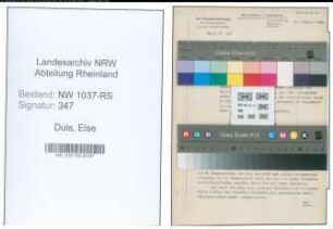 Entnazifizierung Else Duis , geb. 19.09.1886 (Lehrerin)