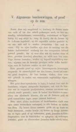 V. Algemeene beschouwingen, of proef op de som