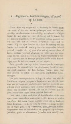 V. Algemeene beschouwingen, of proef op de som