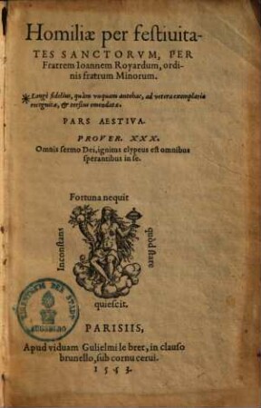 Homiliae per festiuitates Sanctorvm, 1. Pars Aestiva