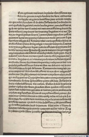 Oratio in funere Bessarionis cardinalis