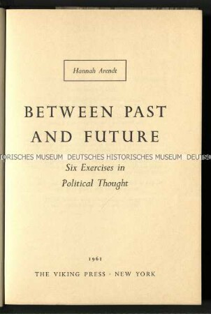 Ledergebundenes Autorenexemplar von Between Past and Future von Hannah Arendt