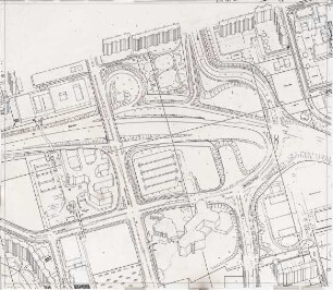 Hansjakob, Gottfried; München - Neuperlach; Ständlerstraße, Städtebauliche Neuordnung - Lageplan mit perspektivisch eingezeichneten Gebäuden