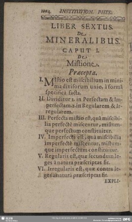 Liber Sextus. De Mineralibus