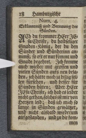 Erkänntniß und Bereuung der Sünden.