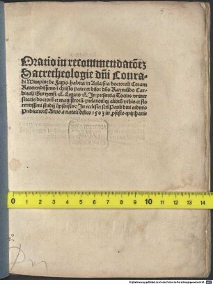 Oratio in recommendatio[n]e[m] sacre theologie