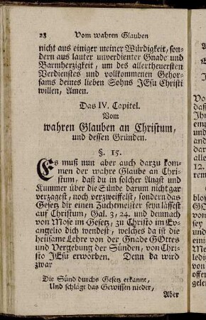Das IV. Capitel. Vom wahren Glauben an Christum, und dessen Gründen